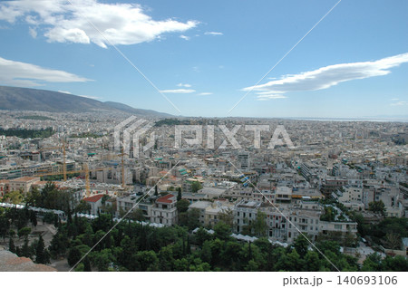 Panoramic view of Athens cityscape from Acropolis hill Greece 140693106