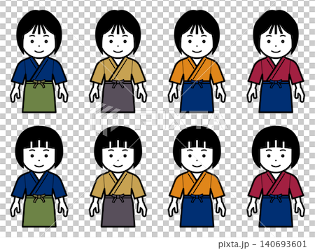 Icon of a woman in a samue (traditional Japanese work clothing) and apron with her arms down. Icon of a woman in a samue (traditional Japanese work clothing) and apron with her arms down. 140693601
