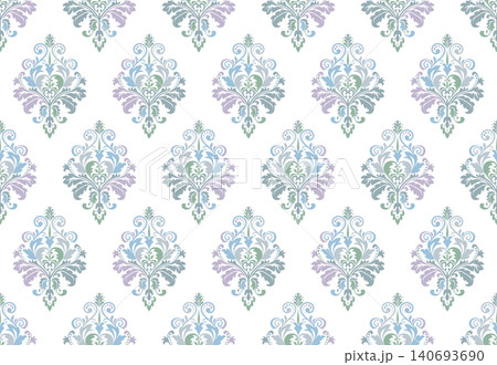 Wallpaper in the style of Baroque. Colored floral ornament. Seamless vector background. Graphic pattern for fabric, wallpaper, packaging. Ornate Damask flower illustration Wallpaper in the style of Baroque. Colored floral ornament. Seamless vector background. Graphic pattern for fabric, wallpaper, packaging. Ornate Damask flower illustration 140693690