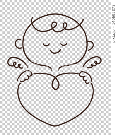 一張嬰兒天使抱著一顆心的插圖 140693875