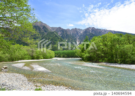長野県松本市上高地ウエストン碑付近の風景(2023年) 140694594