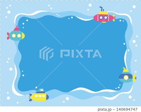 Illustration frame of a submarine diving into the sea 140694747