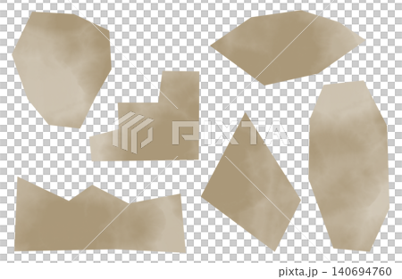 抽象紙片素材套裝，水彩紋理（PNG格式，透明背景） 140694760