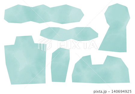 水彩テクスチャの抽象ペーパーピース素材セット 背景透過PNG 140694925