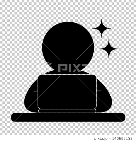 A pictogram of a person comfortably working on a computer. A pictogram of a person comfortably working on a computer. 140695152