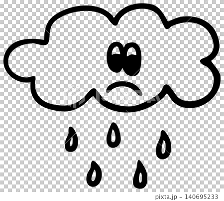 Hand drawn sad dark cloud and rain outline for gloomy, bad weather, rainy season, temperature, nature, garden, skies and clouds, pin, fabric print, spring, patch, tattoo, sad mood, kid colouring book Hand drawn sad dark cloud and rain outline for gloomy, bad weather, rainy season, temperature, nature, garden, skies and clouds, pin, fabric print, spring, patch, tattoo, sad mood, kid colouring book 140695233