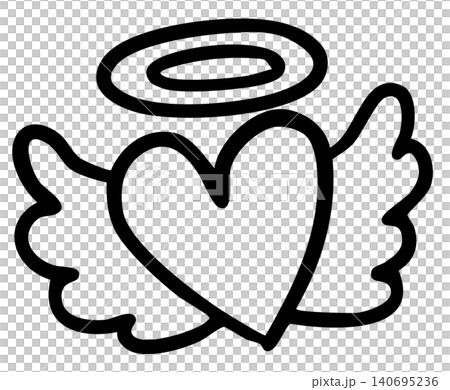 Hand drawn heart with angel wings outline for Valentine's day, sign, symbol, shirt print, cute patch, sticker, wedding card, brooch, pin, love message, tattoo, women empowerment, kid colouring book Hand drawn heart with angel wings outline for Valentine's day, sign, symbol, shirt print, cute patch, sticker, wedding card, brooch, pin, love message, tattoo, women empowerment, kid colouring book 140695236