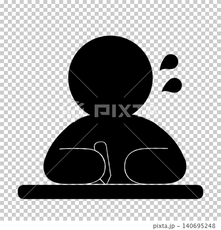 A pictogram of a person studying while sweating. 140695248