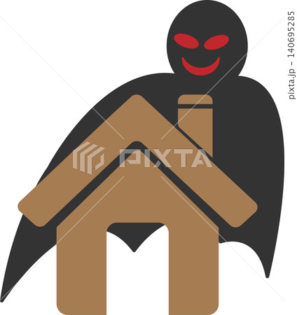 ホームセキュリティを促す住宅と魔の手のイラスト ホームセキュリティを促す住宅と魔の手のイラスト 140695285