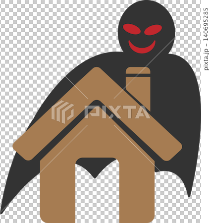 ホームセキュリティを促す住宅と魔の手のイラスト ホームセキュリティを促す住宅と魔の手のイラスト 140695285