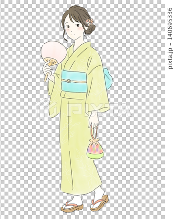 一個女人穿著浴衣 140695336
