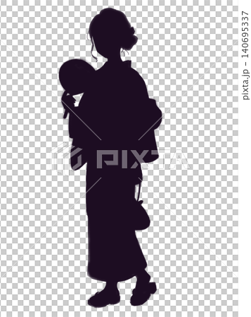 身穿浴衣的女子剪影 140695337