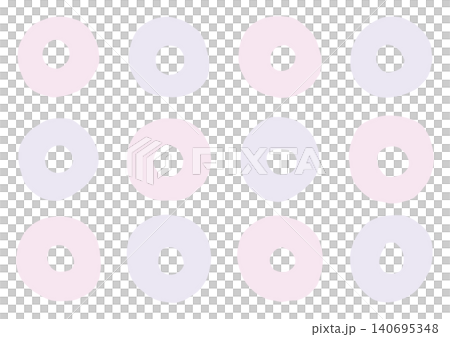 A set of loosely drawn donut shapes (pink and purple) A set of loosely drawn donut shapes (pink and purple) 140695348