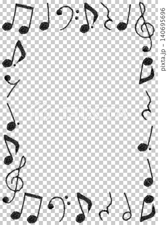 [Vertical Musical Note Frame] Hand-Embroidered Illustration Material 140695696