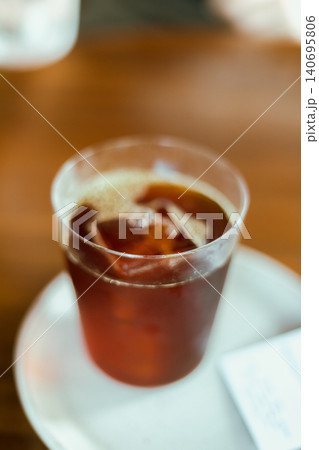 black drip coffee in glass cup. 140695806