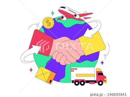 International Trade Illustration Featuring Global Commerce, Import Export Business, Logistics, Cross Border Partnership, and Supply Chain Network International Trade Illustration Featuring Global Commerce, Import Export Business, Logistics, Cross Border Partnership, and Supply Chain Network 140695841