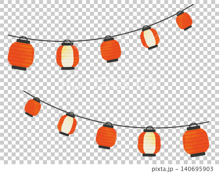 Watercolor-style lanterns, red and white 140695903