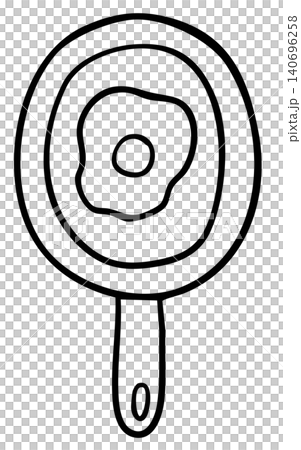 Hand drawn fried egg in a pan outline for kid colouring book, breakfast, brunch, cooking, menu, cafe, restaurant, recipe, ingredient, supermarket, grocery shopping, cuisine, meal, kitchenware, home 140696258