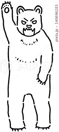 腕を上げて威嚇している熊の白黒イラスト 腕を上げて威嚇している熊の白黒イラスト 140696283