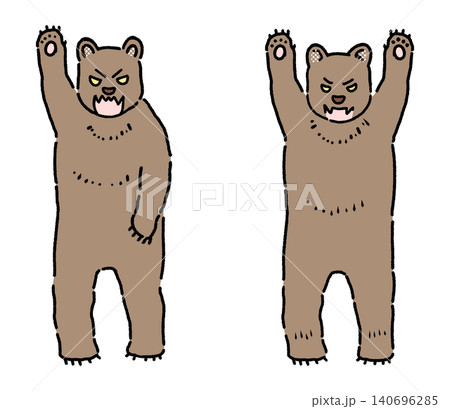 腕を上げて威嚇している熊のカラーイラスト 腕を上げて威嚇している熊のカラーイラスト 140696285