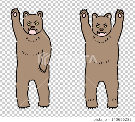 A color illustration of a bear raising its arms in a threatening manner. 140696285