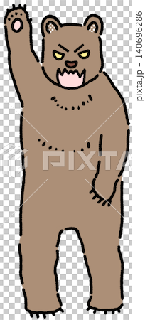A color illustration of a bear raising its arms in a threatening manner. 140696286