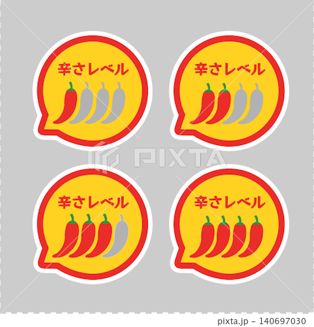 辣度圖示插圖（附白色邊框） 140697030