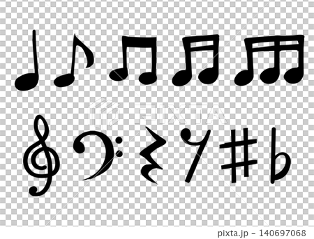 一組簡單的手繪音樂符號圖示插圖。 一組簡單的手繪音樂符號圖示插圖。 140697068