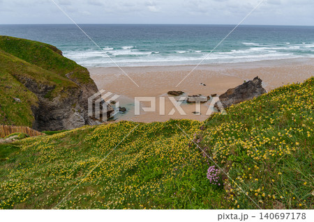 The bedruthan steps in Cornwall, england 140697178