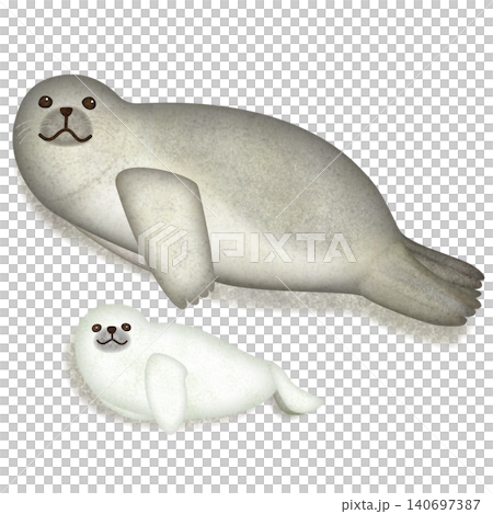 Illustration of a mother and baby seal, no background. Illustration of a mother and baby seal, no background. 140697387