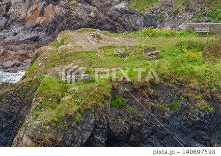 the small village of cadgwith at the coast of cornwall the small village of cadgwith at the coast of cornwall 140697598