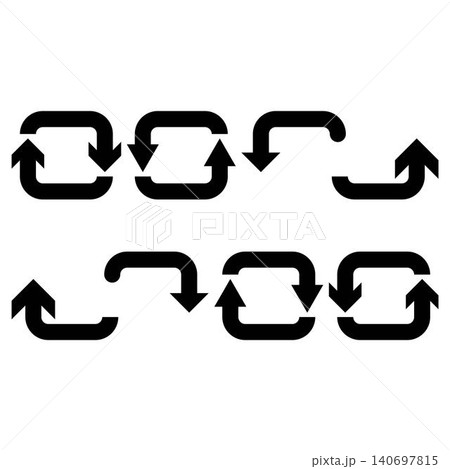 Black Bold Arrow Icon Vector Set for Navigation UI Design 140697815