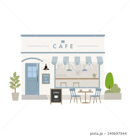 可愛いカフェの建物外観イラスト 可愛いカフェの建物外観イラスト 140697844