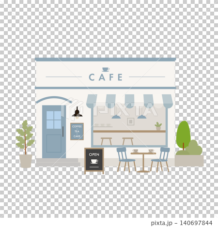 可愛いカフェの建物外観イラスト 可愛いカフェの建物外観イラスト 140697844
