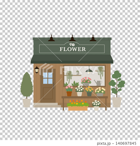可愛いフラワーショップの建物外観イラスト 140697845