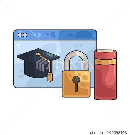 Illustration of Secured Online Education Illustration of Secured Online Education 140698168