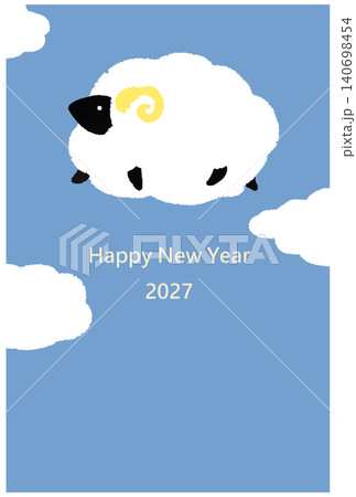 2027年 未年 年賀状テンプレート ひつじ年 2027年 未年 年賀状テンプレート ひつじ年 140698454