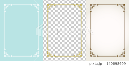 Elegant Vintage Frame 3-Color Set / Retro Antique Background Vector Illustration Elegant Vintage Frame 3-Color Set / Retro Antique Background Vector Illustration 140698499