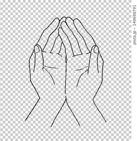 An illustration of someone scooping something up with both hands (black line drawing) An illustration of someone scooping something up with both hands (black line drawing) 140698791