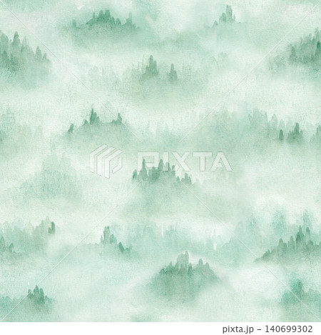 Misty Watercolor Forest Seamless Pattern Misty Watercolor Forest Seamless Pattern 140699302