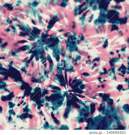 Vibrant Boho Tie Dye Seamless Pattern in Indigo and Coral 140699303