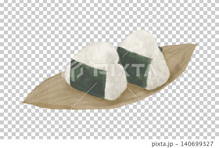 用海苔和竹葉包裹的飯糰——水彩畫 用海苔和竹葉包裹的飯糰——水彩畫 140699327