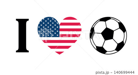 I love football soccer ball heart with americam flag isolated vector illustration 140699444