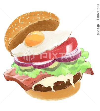 ハンバーガーの手描きイラスト 140699524