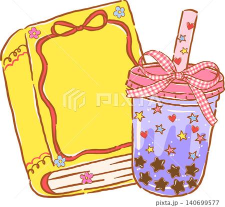 Boba Tea Bookish, Retro Book and Bubble Tea Hand Drawn Boba Tea Bookish, Retro Book and Bubble Tea Hand Drawn 140699577