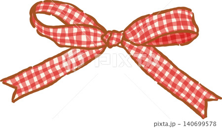 Retro Red Gingham Ribbon Bow Whimsical Hand Drawn Doodle Retro Red Gingham Ribbon Bow Whimsical Hand Drawn Doodle 140699578