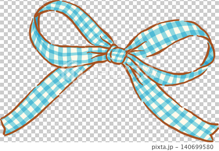 Retro Blue Gingham Ribbon Bow Whimsical Hand Drawn Doodle Retro Blue Gingham Ribbon Bow Whimsical Hand Drawn Doodle 140699580