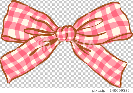 Retro Pink Gingham Ribbon Bow Whimsical Hand Drawn Doodle Retro Pink Gingham Ribbon Bow Whimsical Hand Drawn Doodle 140699583
