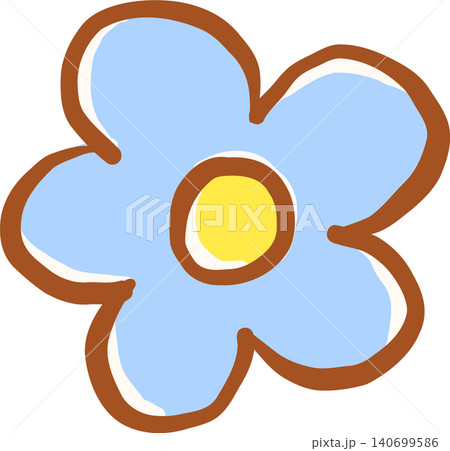 Simple Retro Blue Flower Icon with Yellow Center Doodle Hand Drawn Simple Retro Blue Flower Icon with Yellow Center Doodle Hand Drawn 140699586