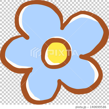 Simple Retro Blue Flower Icon with Yellow Center Doodle Hand Drawn Simple Retro Blue Flower Icon with Yellow Center Doodle Hand Drawn 140699586